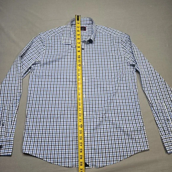 Blue White Gingham UNTUCKit Long Sleeve Button Down Shirt Mens Large Slim Fit - Picture 9 of 10
